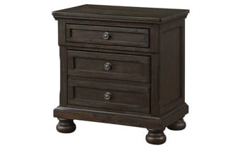 Nightstand with 2 drawers from Avalon Furniture in a dark brown has the look and feel of a traditional bedroom keeping it looking timeless.