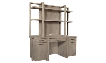 Credenza and hutch make the perfect workspace for your home office and feature locking file drawer, ac outlets, and much more.