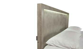 Platinum Gray Linen King Bookcase Bed