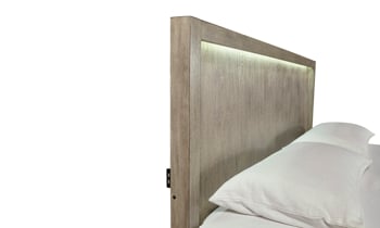 Platinum Gray Linen King Bookcase Bed