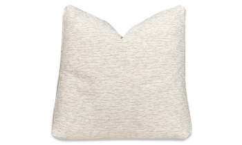 Plush 22-inch feather down pillow in a cream stripe stain resistant fabric