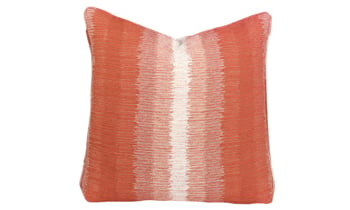 Plush 22-inch feather down accent pillow in orange ombre pattern