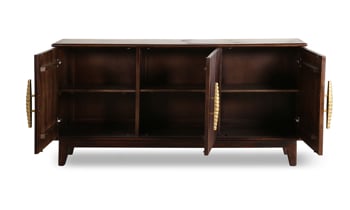 69-inch wide media cabinet that was handcrafted in India from Artesia Home.