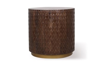 Artesia Home Bhima end table features hand carved motif.