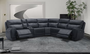 Power sectional storage console with power outlets and USB ports. Leather sectionals now on sale.