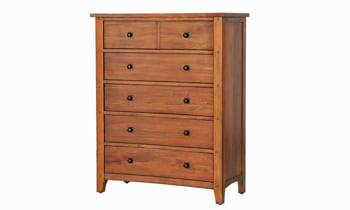 Solid wood chest featuring 5 drawers.