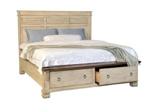 Belmont Solid Wood King Storage Bed Antique Linen
