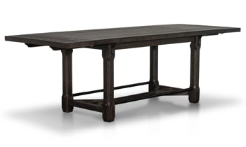 Image of the Coopers Beach Bark counter height dining table with the two extension leaves.