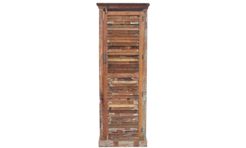 77-inch tall wardrobe handcrafted from recycled and reclaimed solid wood in India - Angled view