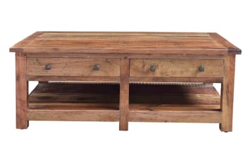 Nepal Handcrafted Solid Wood Rectangle Cocktail Table