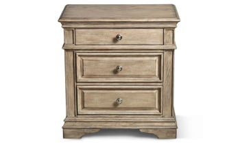 Highland Park Driftwood 3-Drawer Nightstand with USB