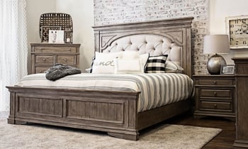 Highland Park Driftwood Upholstered King Bed