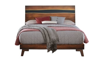 Greentown Brown Solid Pine King Panel Bed