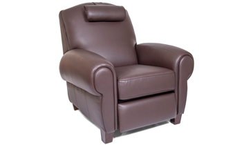 Power Recliner with Memory Foam Seating in Coffee Bean Brown Faux-Leather Upholstery - AngleShot