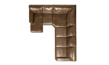 Image with dimensions for the Medici Chestnut 6-Seat Left Chaise Sectional.