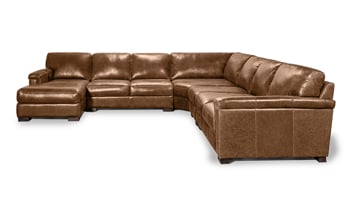 Arial image of the 7 seat sectional with a right facing chaise.