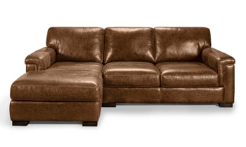 Medici Chestnut Sofa Chaise is made with hardwood frames and top grain Italian leather.