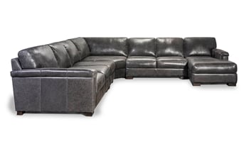 Image with dimensions for the Medici Gray 7-Seat Right Chaise Sectional.