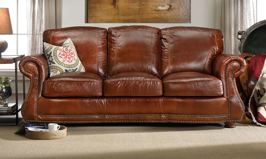 Top Grain Leather Sofa Rocky Mountain Brandy The Dump Furniture Outlet