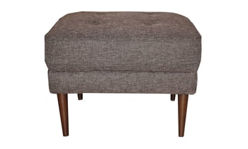 25" wide ottoman featuring button tufting and tapered wood legs.