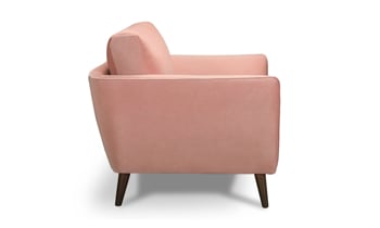 40" wide soft pink velvet arm chair.