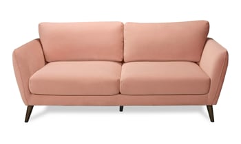 79" wide pink velvet couch from Carbon.