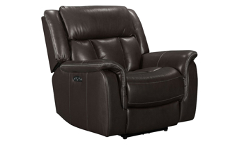 Brown power leather recliner from Kinetic Home.