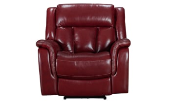 Red power leather recliner from Kinetic Home.