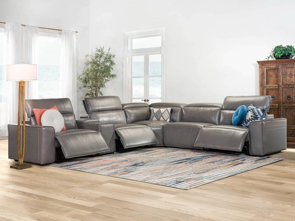 Power Reclining Sectional Savant Gray Leather The Dump Furniture Outlet