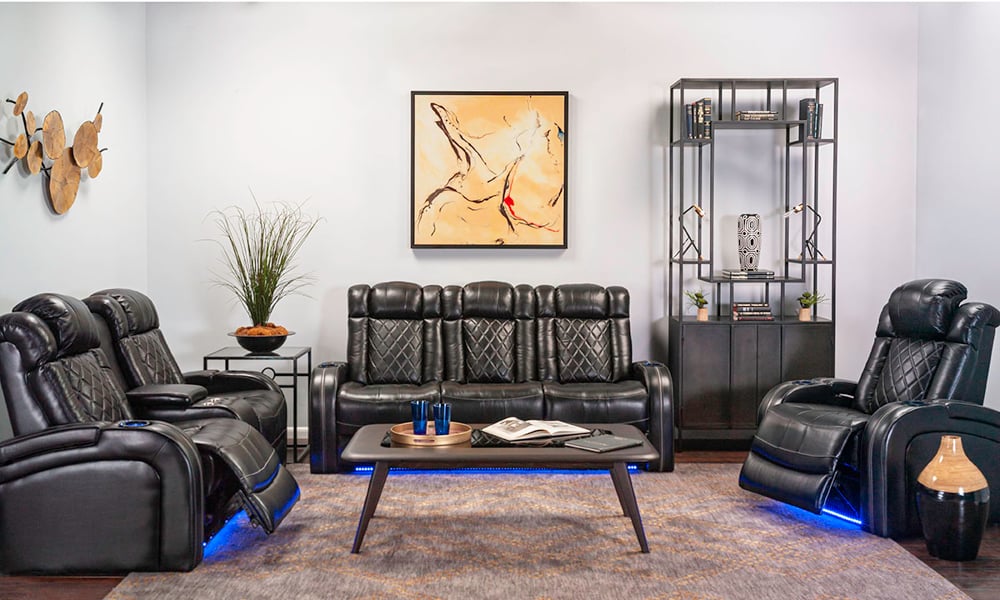 Verbinding Darmen Warmte Leather Power Reclining Sofa - Omega Black | The Dump Furniture Outlet