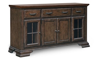 Traditional credenza has penty of storage for all of the extras you have in your dining room.