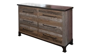 Handpainted and hand-forged dresser made of Solid Pine.