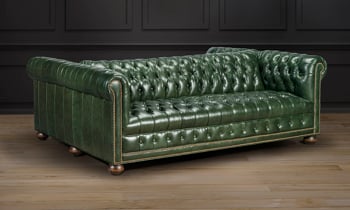 Nail head trim on the Willard Double Chesterfield Sofa from Old Hickory Tannery.