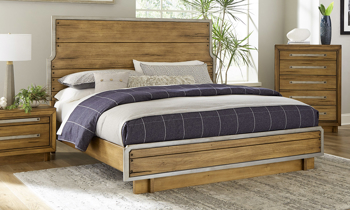 Forest Lane Brown Solid Pine King Panel Bed