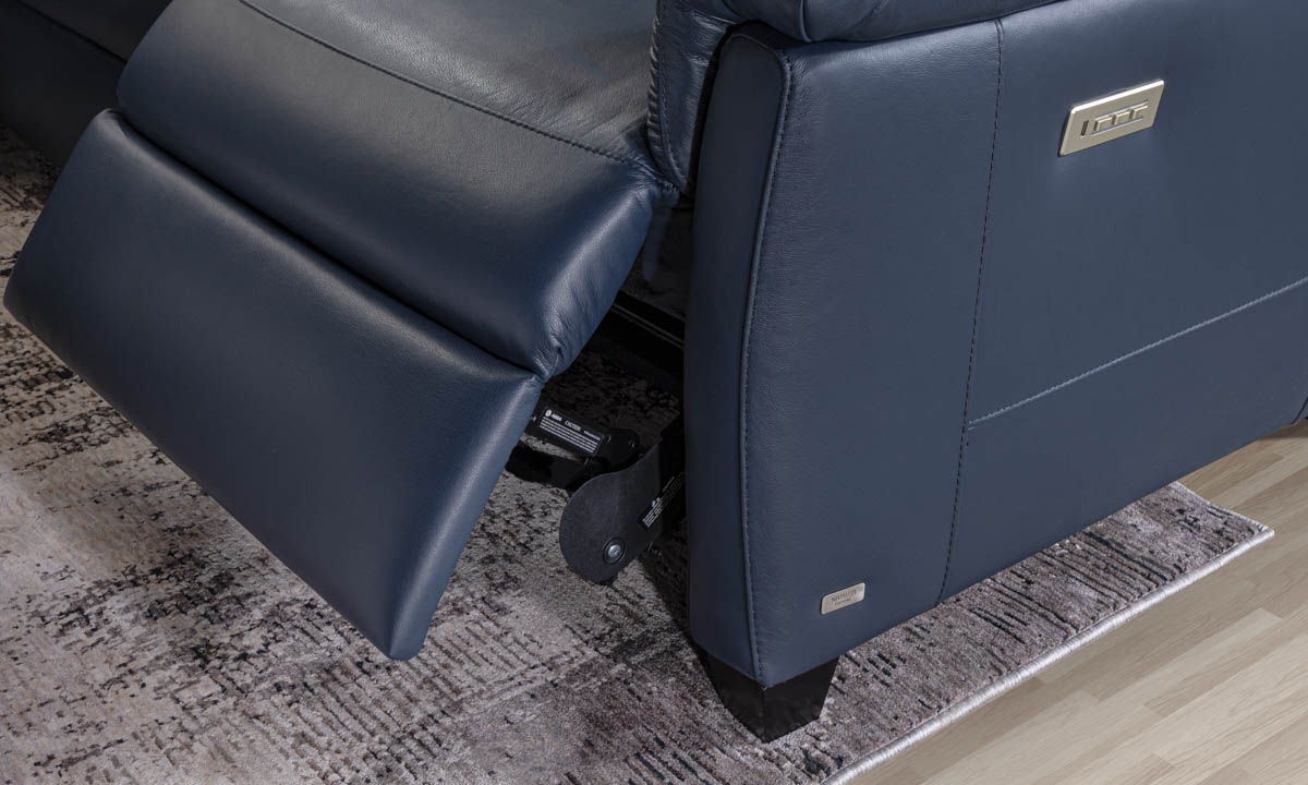 The Dump Luxe Furniture Outlet | Maddalena Navy Leather Triple